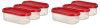 Amazon Brand – Solimo Antimicrobial Modular Plastic Storage Containers with Lid (525 ml each) | Stackable | BPA-Free |Microwave Safe | Multipurpose Use for Snacks, Spices, & more(Set of 6) (Light Red)
