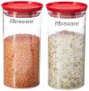 Floraware Plastic Storage Jar and Container Set I Air Tight & BPA Free Containers For Kitchen Storage Set I Grocery Kitchen Container Set I Multipurpose Jar, 1400 Ml Each, Set 2, Red