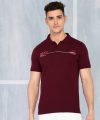 M7 By Metronaut Printed Men Polo Neck Maroon T-Shirt
