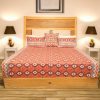 Status Contract -2024 Cotton Rich Double Bedsheet with 2 Pillow Covers for Bed Room, Home, Hotel-120 GSM (Orange)