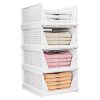 MARKWELL 4 Layer Stackable Wardrobe Storage Box, Plastic Sliding Drawer Organizer, Foldable Clothes Shelf Baskets, Folding Cube Bins, Perfect for Kitchen, Bedroom (Sliding Drawer)