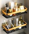 Perpetual Self – Adhesive Bathroom Shelf For Wall, Multipurpose Wall Mounted Bathroom and Kitchen Organiser Without Drill, Space Saving Stand For Bathroom And Kitchen Wall (Pack Of 1) Gold