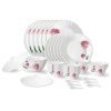 Larah by Borosil Nargis Fluted Series Opalware Dinner Set | 40 Pieces for Family of 6 | Microwave & Dishwasher Safe | Bone-Ash Free | Crockery Set for Dining & Gifting | Plates & Bowls | White