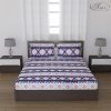 Status Contract Spring Summer Collection-2024 Cotton Rich Double Bedsheet with 2 Pillow Covers for Bed Room, Home, Hotel-120 GSM | (Blue), 120 Tc
