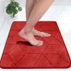 Status Contract Memory Foam Bath Mat Rug, Ultra Soft and Non-Slip Bathroom Rugs, Water Absorbent and Machine Washable Bath Rug for Bathroom, Shower, and Tub, 16″ x 24″ (Red), Rectangular