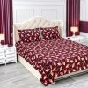 Status Contract Spring Summer Collection-2024 Cotton Rich Double Bedsheet with 2 Pillow Covers for Bed Room, Home, Hotel-120 GSM (Maroon), 120 Tc