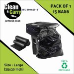 Clean & Carry Plastic Garbeg Bags for house,Office,Malls ( 25 x 30 inch ) 15 bags Large 30 L Garbage Bag  Pack Of 15(15Bag )