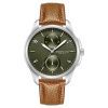 Kenneth Cole Quartz Multifunction Green dial Leather Strap Watch for Men-KCWGF0015902MN