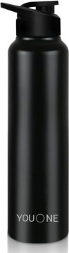 Youone Stainless Steel Sports Water Bottle for Gym Park Cycling Yoga office Men Women 1000 ml Bottle(Pack of 1, Black, Steel)