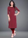 AK Fashion Women Printed A-line Kurta(Maroon)