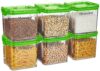 Floraware Food Safe Modular Plastic Square Airtight Containers, Stackable container, Storage Jar with Lid, Pack of 6, 700ml, Green