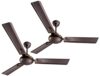 LONGWAY Kiger P2 1200 mm/48 inch Ultra High Speed 3 Blade Anti-Dust Decorative Star Rated Ceiling Fan (Smoked Brown, Pack of 2)