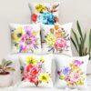 Story@Home Polyester Cushion Cover – Red & Blue | Floral Design | 40×40 cm (16×16 inches) | A Chic Accent to Elevate Your Living Room, Bedroom and Sofa Decor with Bold Style!