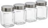 Amazon Brand – Solimo Multipurpose Glass Jars with See-Through Lids, Set of 4, Square (310 ml Each)