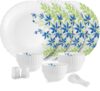 cello Pack of 22 Opalware Dazzle Series Blue Primrose Crockery Set |Dishwasher Safe|Light-Weight Dinner Set(Green, Blue, Microwave Safe)
