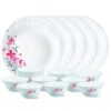 Larah by Borosil Glass FloreThali Set (White) – 18 Pieces
