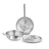 Bergner Tripro Triply Stainless Steel 3 Pc Cookware Set, 24 cm Indian Wok/Kadai with Lid, 22 cm Frypan Without Lid, Fast and Event Heating, Induction Bottom, Gas Ready, Silver
