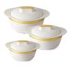 CELLO Gold Crust Insulated Hot-Pot Set of 3 (500ml, 1000ml, 1500ml), White | Hot Box for Kitchen | Hot Pot for Home| Chapati Box | Locks in The Cold & Heat for Long