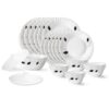 Larah by Borosil Shadow Fluted Series Opalware Dinner Set | 28 Pieces for Family of 6 | Microwave & Dishwasher Safe | Bone-Ash Free | Crockery Set for Dining & Gifting | Plates & Bowls | White