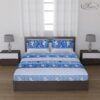 Status Contract Cotton Rich Double Bedsheet with 2 Pillow Covers for Bed Room, Home, Hotel-120 GSM (Blue Stripes)