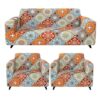 Story@Home Sofa Cover 5 Seater Fully Covered Elastic& Stretchable Polyester | Orange Motif Design Combo Make Your Own Set for 1/2/3 Seater & l Shape Sofa Cover, Stylish for Aesthetic Home Furnishing