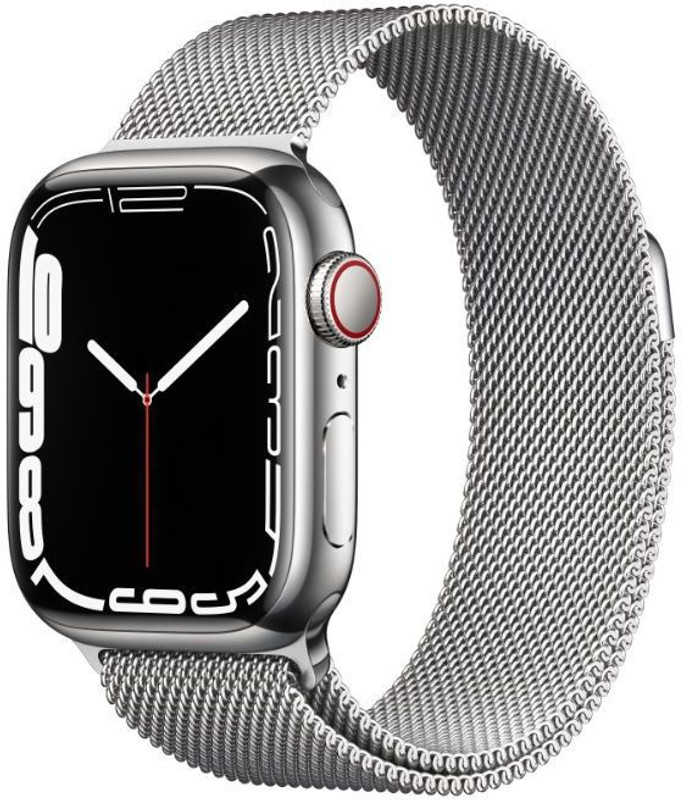 Apple WatchSeries7(GPS+Cellular, 41mm) SilverStainless Steel Case-Starlight Sport Band(Silver Strap, Regular)