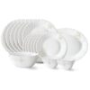 Larah by Borosil Ingot Fluted Series Opalware Dinner Set | 21 Pieces for Family of 6 | Microwave & Dishwasher Safe | Bone-Ash Free | Crockery Set for Dining & Gifting | Plates & Bowls | White