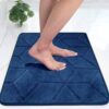 Status Contract Memory Foam Bath Mat Rug, Ultra Soft and Non-Slip Bathroom Rugs, Water Absorbent and Machine Washable Bath Rug for Bathroom, Shower, and Tub, 16″ x 24″ (Blue), Rectangular
