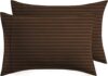 BSB HOME® 220 TC Premium Glace Cotton Solid Striped Pillow Covers | Ultrasoft Breathable Envelope Closure| Pack of 2 Pillow Covers King Size (Brown, 20 x 30 Inches)