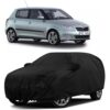 Sulfar 100% Water Resistant Car Body Cover Compatible with Mirror for Skoda Fabia (Triple Stitched, Full Bottom Elastic, Black)
