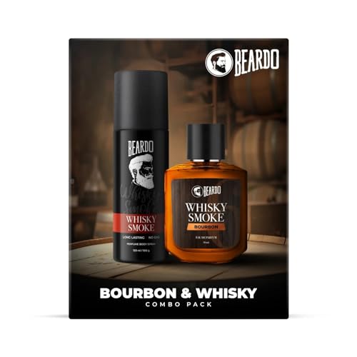 Beardo Whisky Smoke Deodorant 120ml & Bourbon Perfume 50ml for Men Giftset | Eau De Parfum & Body Spray | Spicy, Woody – Oudh | Long Lasting Mens Perfume | Date night fragrance | Valentines day gift for husband | Gift for boyfriend | Gift for Men