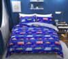 VJK FAB Queen Size Kids Bedsheet Car/Truck Cartoon Design Bedsheet for Double Kids Room, 90×100 Inches Size with 2 XL Size Pillow Covers, Sky Blue Color