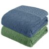 Story@Home Towels for Bath Large Size, Set of 2, 400 GSM Quick Dry Bath Towel, 70 x 140cm Jacquard Design Blue -Sage Green, Terry Cotton Bath Towels for Men, Women & Kids, Gym Towel, for Everyday Use