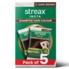 Streax Insta Shampoo Hair Colour for Women and Men, Dark Brown- Pack of 5 | 100% grey coverage in 5 minutes | Long lasting, easy to use