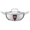 IVEO Stylo Stainless Steel with Lid Induction Base Triply Bottom Kadhai 20 cm & 1.8 ltrs Capacity | Sturdy Handle & Heavy Bottom Induction Friendly & Gas Stove Compactible | Dishwasher Safe.