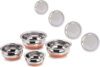 Masox Store Pack of 4 Steel Stainless Steel Copper Bottom Cooking Serving Pot with Lid Biryani Milk Handi D4 Dinner Set(Silver, Microwave Safe)
