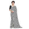 ANAND SAREES Black Printed Polka Dot Georgette Saree for women with Blouse Piece (1613_4)