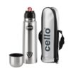 Cello Flipstyle Thermosteel Flask, 1000ml, Silver | 24 Hours Hot and Cold Water Bottle | Flask for Tea Coffee | Rust & Leak Proof | Ideal for Office, Gym, Home, Kitchen, Hiking, Travel Bottle