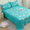 Story@home 144 TC Cotton Double Printed Flat Bedsheet(Pack of 1, Aqua Green)