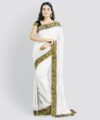 UNIQUE VAULT Self Design Chanderi Pure Cotton Saree(White)
