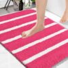 Homitecture Microfiber Soft Anti Slip Water Absorbent Door Mat | Bath Mat with Rubber Bottom | Soft & Super Absorbent Mats for Shower | Quick-Drying Mats for Kitchen Bathroom (Pink, 38X57 CM)