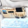 Car Sun Visor Organizer – PU Leather Multi-Pocket Storage with Zipper, Sunglass Holder, Card & Document Pouch for Car Interior Accessories – Universal Fit for Cars, SUVs & Trucks