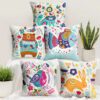 Story@home Polyester Cushions Cover(Pack of 5, 40 cm*40 cm, Blue, Orange)