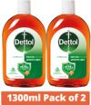 Dettol Disinfectant for First Aid Surface Cleaning and Personal Hygiene Liquid(1300 x2) Antiseptic Liquid(2600 ml, Pack of 2)