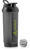 ADONYX Shaker Bottle with Whisk Ball | Gym 700 ml Shaker(Pack of 1, Black, Plastic)