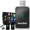 WOSCHER 2in1 Wireless Carplay Adapter and Wireless Android Auto Adapter for Car |Converts Wired to Wireless, Bluetooth Connectivity, Only for Cars with OEM Installed Wired Android Auto/CarPlay (Black)