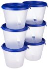 Amazon Brand – Solimo Nestable & Stackable Polypropylene Container Set, Round, 1000 ml, Set of 6, Blue