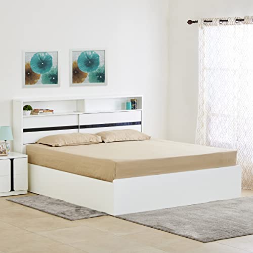 Home Centre Polaris Unicorn White Engineered Wood Queen Bed with Hydraulic Storage – 163x217cm