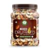 Go Vegan Healthy Nutmix 1Kg, Dried Almonds, Black Raisins, Cashewnuts, Cranberries, Black Dates & Many More Pack of 2 (500g Each Jar)