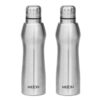 MILTON Elate 1000 Stainless Steel Water Bottle 880 ml, Set of 2, Single Walled, ISI Certified I Leak Proof Lid, Rust Proof I For School, Office, Gym I Silver